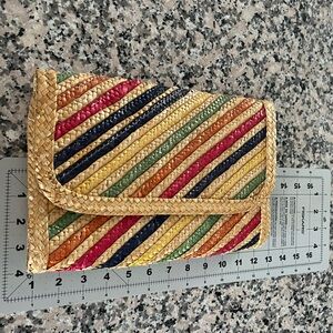 Vibrant Rainbow Diagonal Stripe Clutch